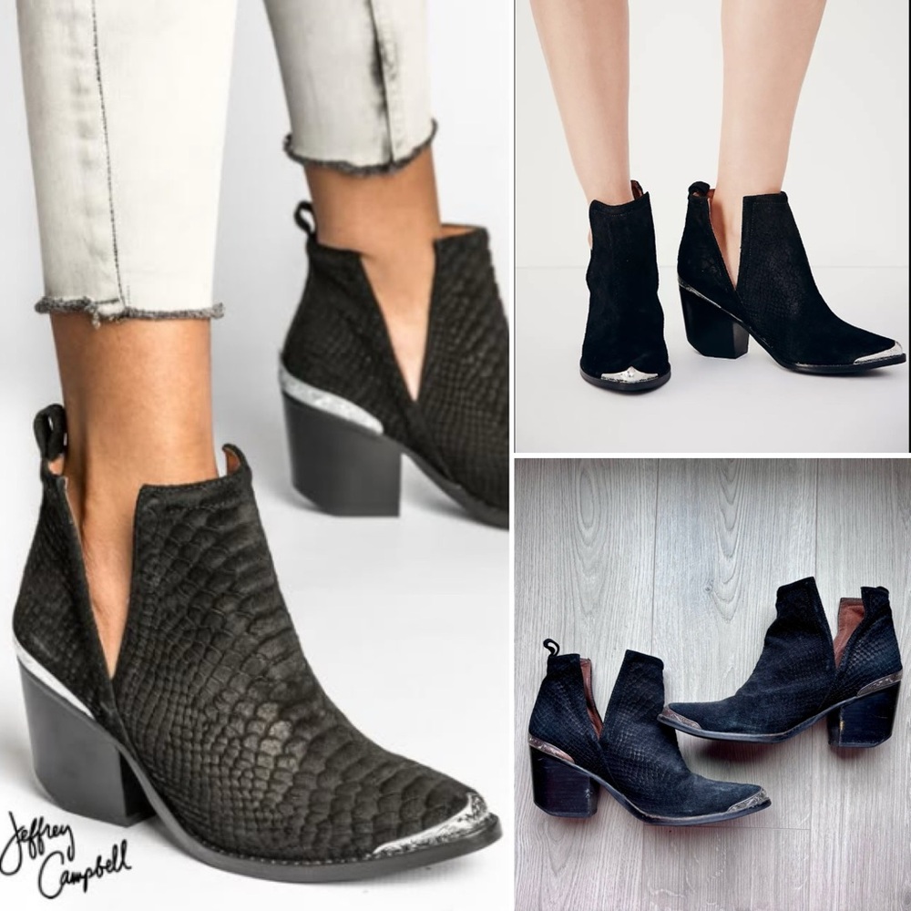 Jeffrey Campbell Black Ankle Cowboy Boots